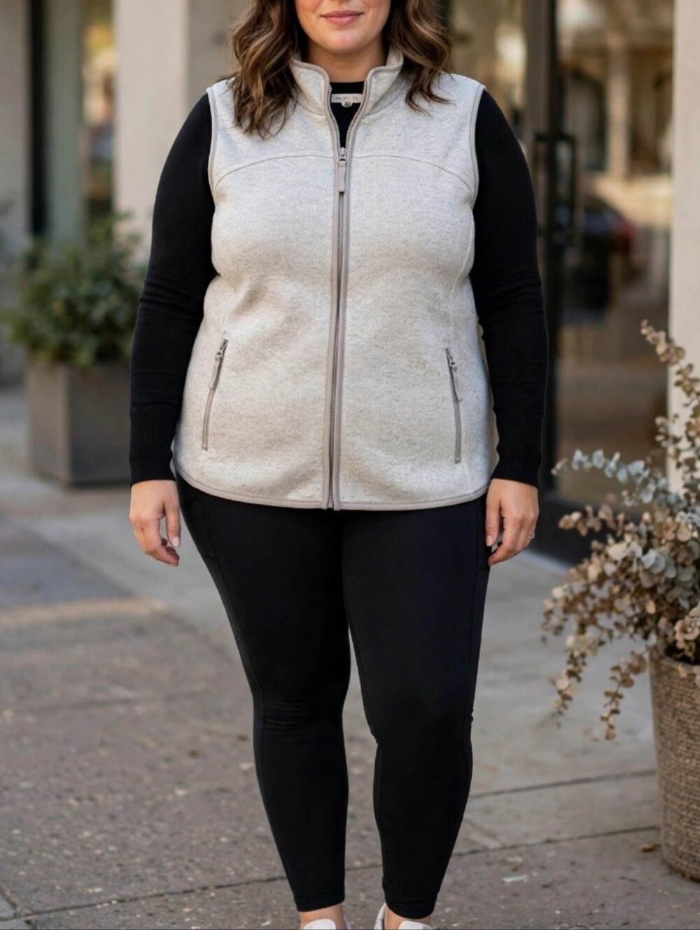Maurices Plus Light Gray Zip-Front Fleece Vest